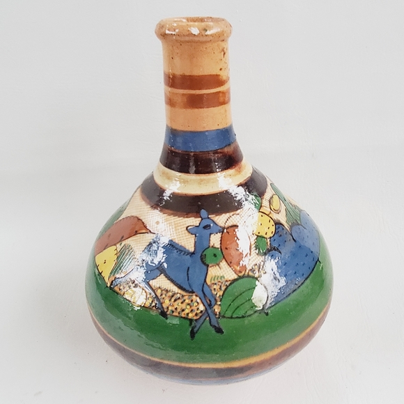 Vintage Mexico Tlaquepaque Pottery Bottle Vase